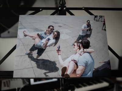 Print of a couple taking a selfie at Cloud Gate